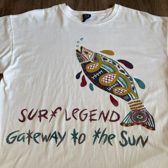Vintage Gap Endless Lands T-Shirt Men's Size M Nature Tribal Native Fish Art - Picture 2 of 6